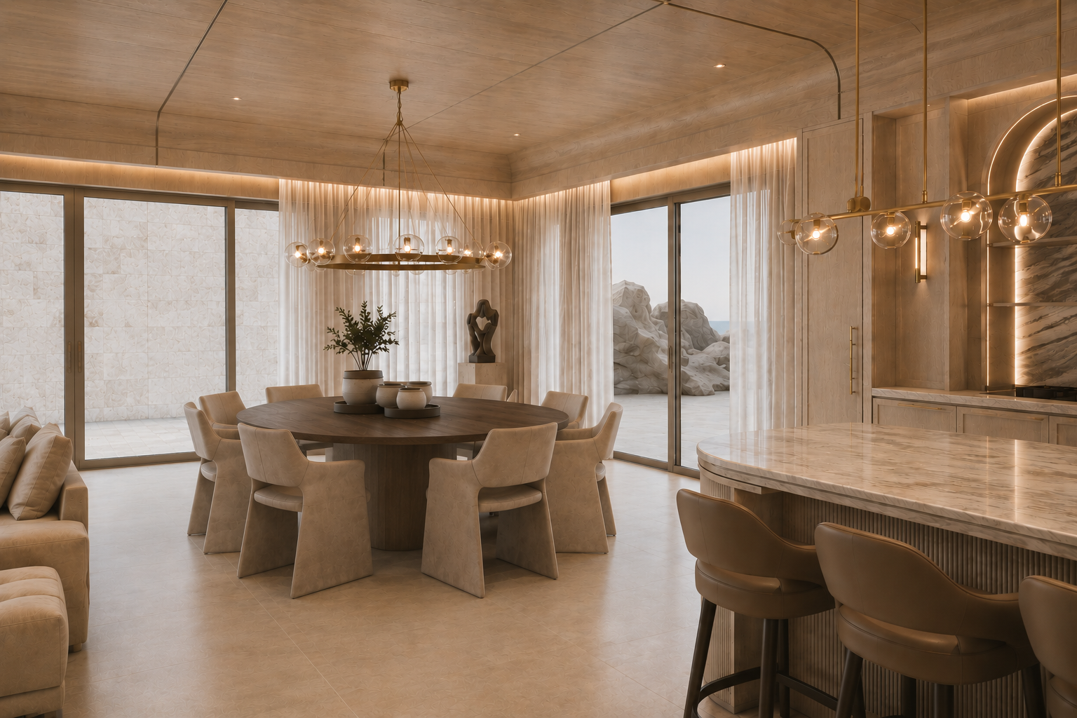 Interiorismo — Comedor con vista al mar